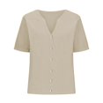 thumbnail image 4 of BILIKEYU Women's Fashionable Casual V Neck Short Sleeved Shirt, Casual Shirts for Women, V Neck Shirts for Women, Women Blouses, 4 of 5