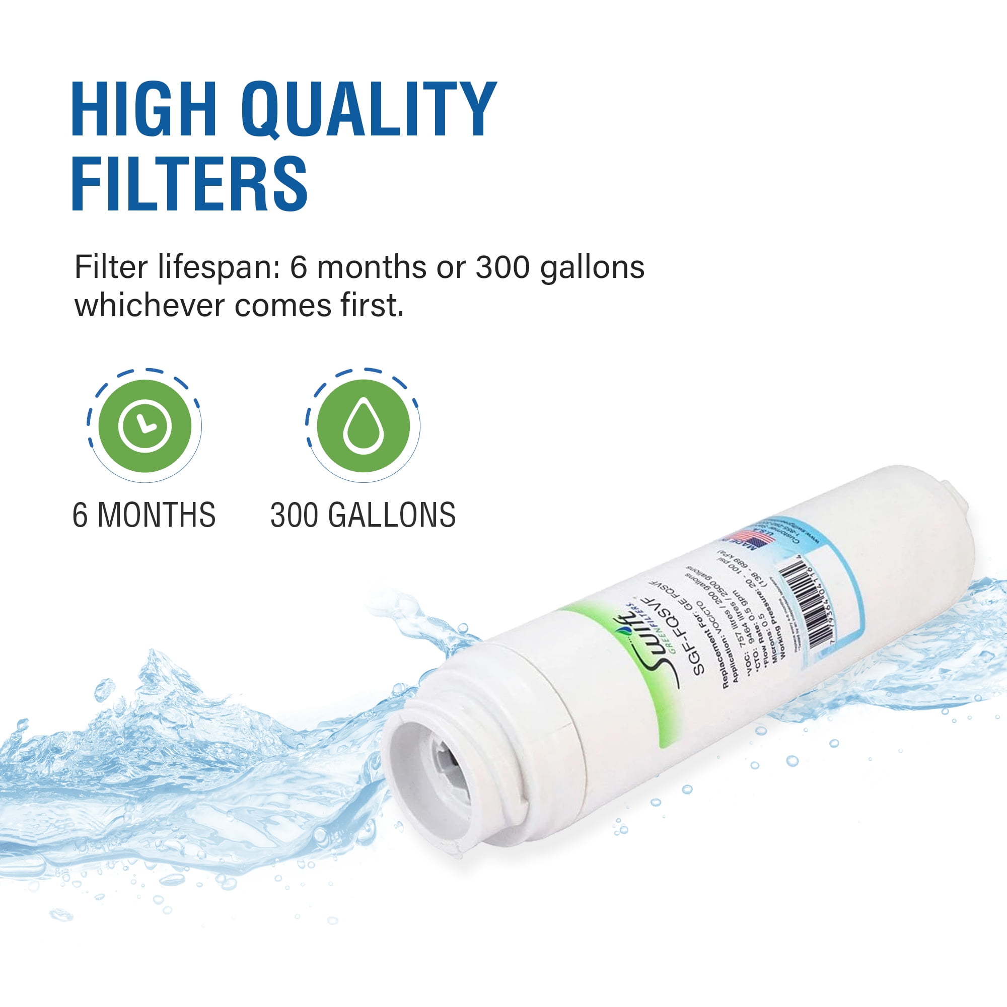 Swift Green Filters Replacement for GE FQSVF UnderSink Water Filters (Pack of 1)
