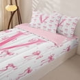 thumbnail image 3 of Manfei Letter V Initial Monogram Zipper Twin Comforter Sets with Fitted Sheet and 2 Pillowcases For Kids,Watercolor Pink Bowknot Zipper Bedding Set For Girls,Pink Reversible,4 Pieces, 3 of 7