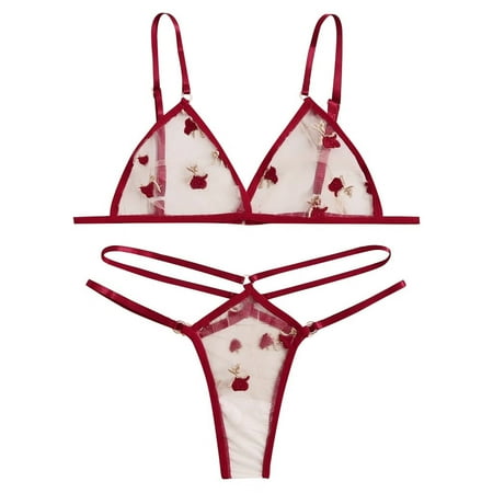 

Intimates Bra New Fashion G-String Thong Sleepwear Underwear Lingerie Flower Lace Polyester no underwire sports bra Red