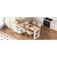 thumbnail image 4 of HORIZON Kitchen Island with Casters, Extendable Dining Table with Led Lighting, Kitchen Table with Power Strips, Buffet Table, or Bar Table for The Kitchen and Dining Room (Creamy White + Natural), 4 of 56