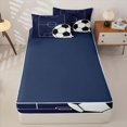 thumbnail image 4 of Homewish Soccer Ball Pattern Zipper Full Size Comforter Sets with Fitted Sheet and 2 Pillowcases For Kids,Football Court Zipper Bedding Set For Boys,Navy Blue Reversible,4 Pieces, 4 of 7