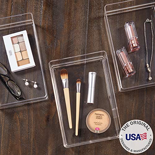 STORi SimpleSort Ensemble de 3 Pcs Organisateur de Tiroir Empilable Transparent 9 x 6 x 2 Plateaux Rectangulaires Bacs de Rangement pour Maquillage et Séparateurs de Tiroir de Bureau Fabriqué aux États-Unis