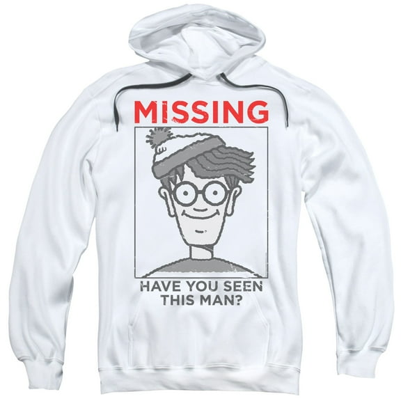 Wheres Waldo/Missing Adult Pullover Hoodie Sweatshirt White