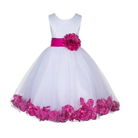Lace Bodice Gown Ekidsbridal Ivory Lace Top Tulle Bodice Floral Petals Flower Girl Dresses Formal Special Occasions Dresses Wedding Pageant Recital Reception Ceremony Graduation Birthday Girl Party Ball Gown 165S ()
