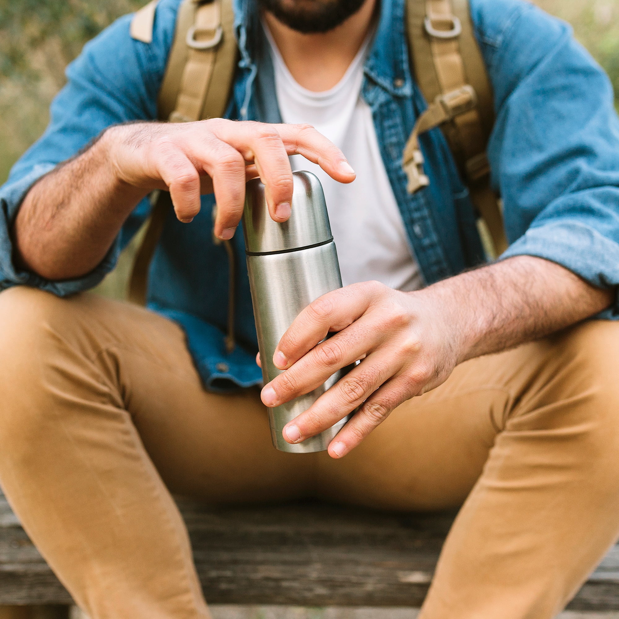 LeMardi Stainless Steel Insulated Flask Thermos with 3 Attachable Mugs- Perfect for Travel, Work, Picnics, Coffee, & Tea (Hot/Cold for 12 Hours)