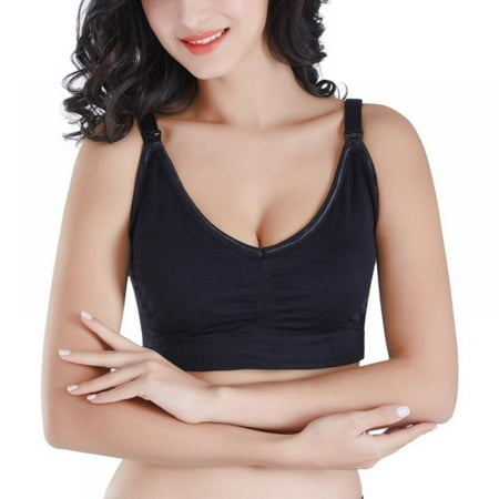 

Wuffmeow High Quality Nursing Bra Maternity Breastfeeding Bra Prevent Sagging Plus Size Breast Feeding Bra Black 36