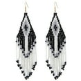 thumbnail image 1 of Boucles d'Oreilles Pendantes Longues Créatives Rétro Perlées avec Franges, 1 of 10