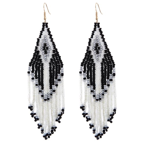 Drop Earrings Beaded Retro Creative Long Dangle Earrings Fringe Hoop Earrings