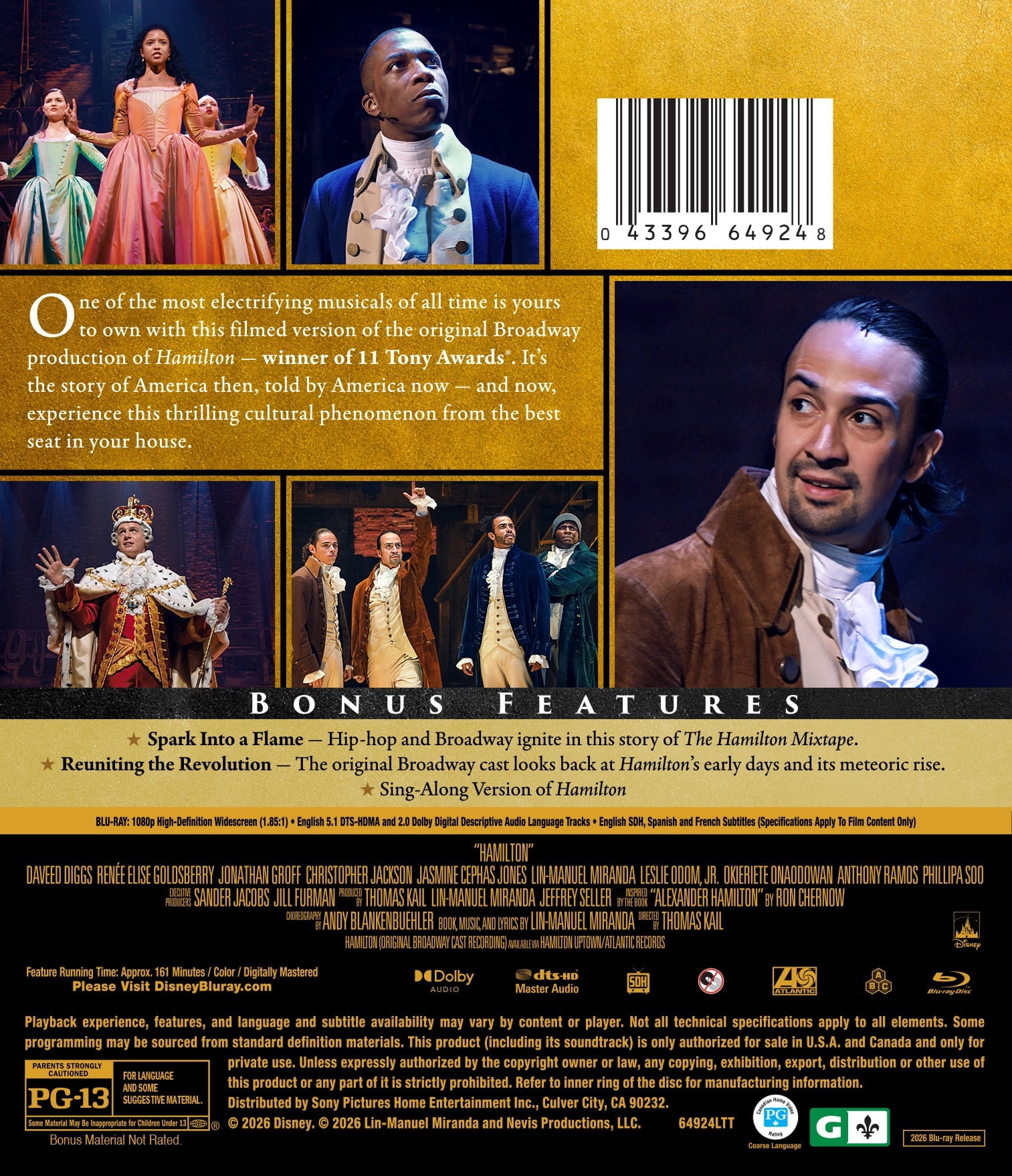 Hamilton (Blu-Ray) Disney, Musical