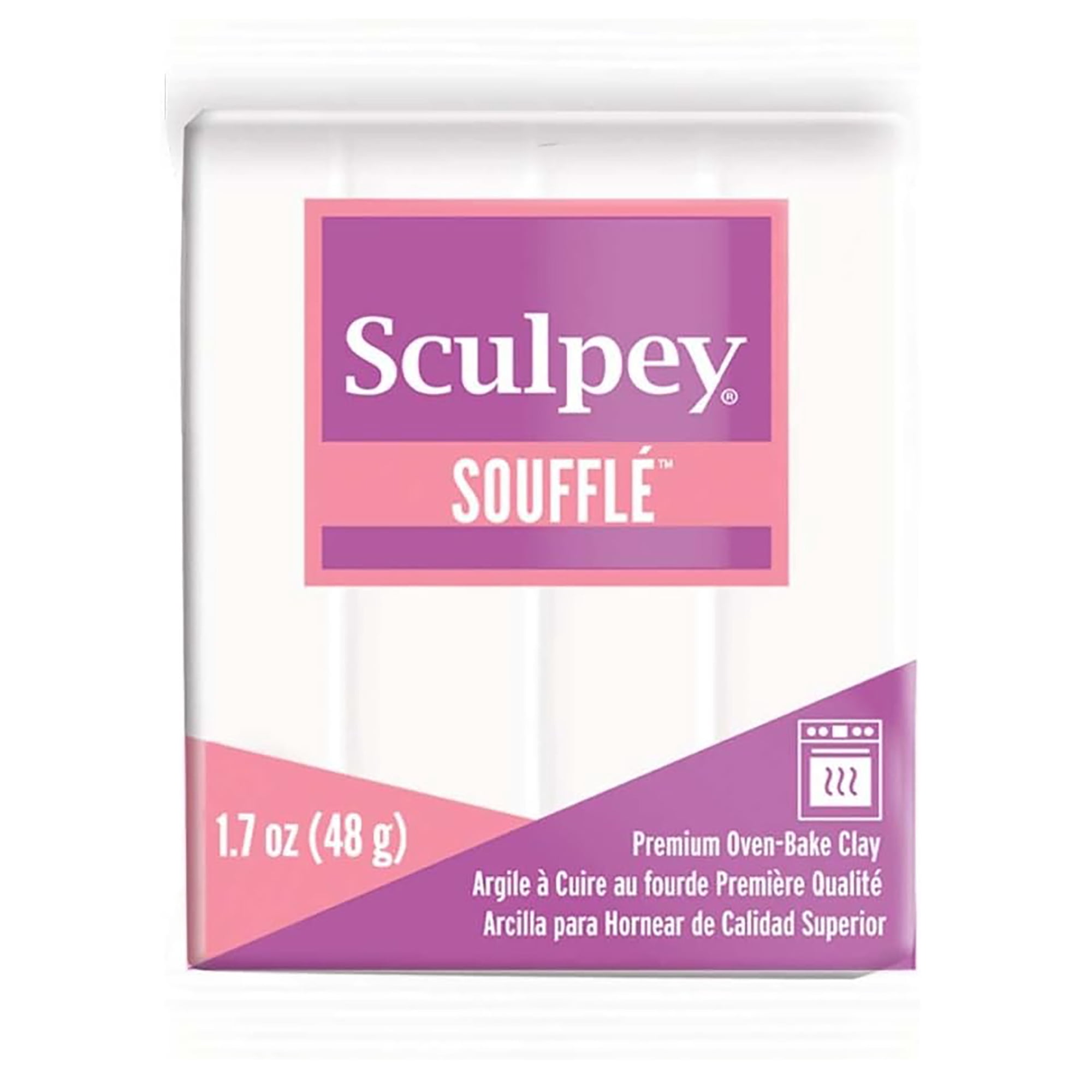 Sculpey Soufflé: Igloo, 5 Pack - 1.7oz Bars, White, Polymer Oven Bake Clay, Suede-Lightweight-Flexible, Non-Toxic, Jewelry, DIY Arts & Crafts Projects