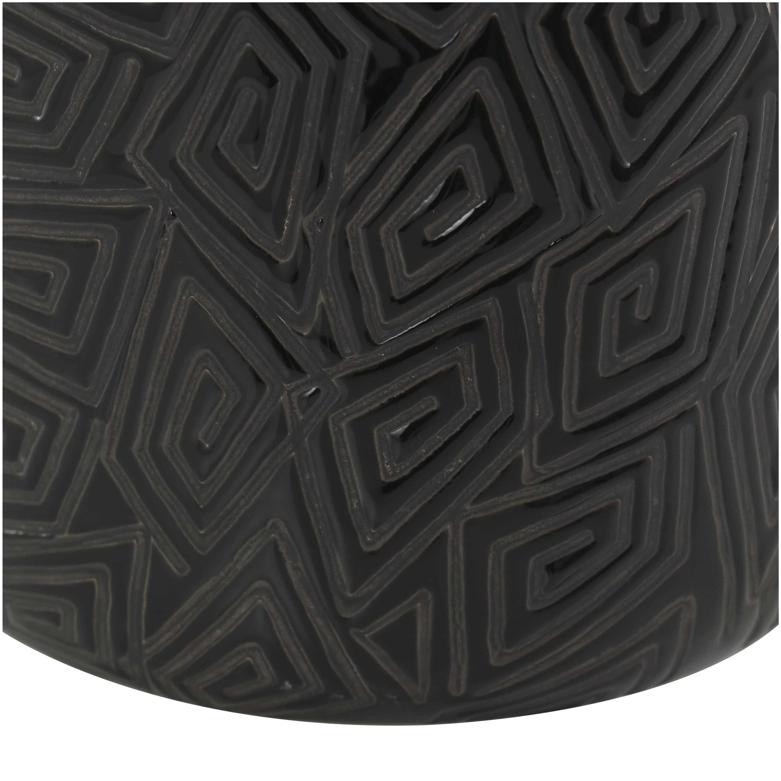 DecMode 19" Black Ceramic Vase with Geometric Etchings