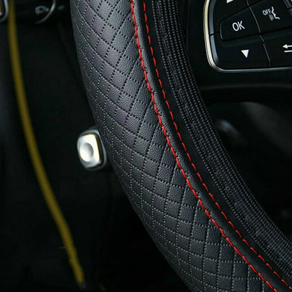 Car Steering Wheel Cover, 15" PU Leather Steering Wheel Cover for Men and Women, Fit for Most Cars, SUVs, Trucks