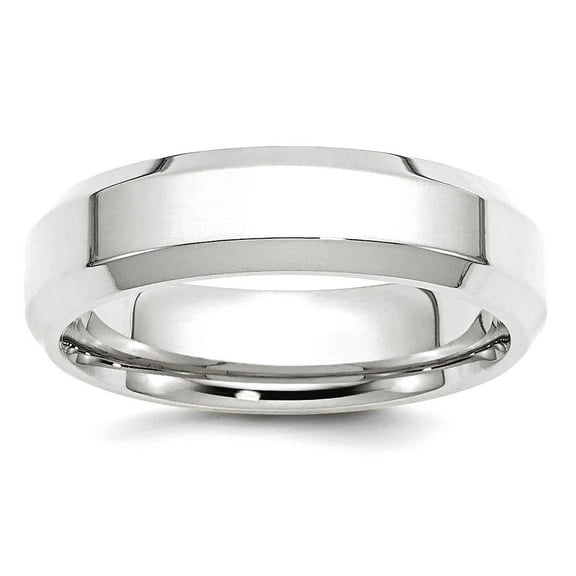 10k White Gold Solid Polished Beveled Edge 6mm Bevel Edge Comfort-Fit Band Size 7.5 Ring Ring for Women and Men