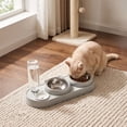 thumbnail image 5 of 3 in 1 Cat Bowl,Cat Food and Water Bowl Set with Water Dispenser and Stainless Steel Bowls,Double Bowls Design,15-degree Tilted Pet Feeder,Gray, 5 of 6
