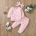 thumbnail image 3 of NAFUU Toddler Baby Boys Clothes Set Casual Printed Long Sleeve Crewneck Sweatshirt Pants Headband 3 Piece Set Spring Fall Everyday Wear Trendy Outfit 0-6 Months, 3 of 7