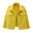 thumbnail image 2 of Women Spring And Autumn Coats Warm Solid Long Sleeve Denim Jacket Outerwear, 2 of 3