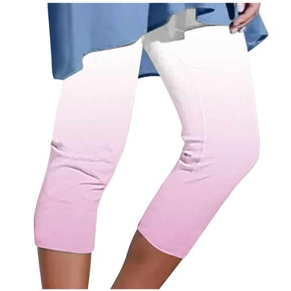 Gswybco Beach Shorts for Women Casual Plus Size Workout Shorts Solid Color Gradient Elastic Waist Knee Length Sports Shorts