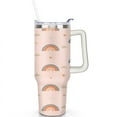 thumbnail image 2 of Rainbow Cartoon 40 Oz Tumbler with Handle Lid and Straw, Stainless Steel Double Walled Vacuum Insulated Cup, Cute Anniversary Wedding Birthday Gifts Tumbler for Women Men Friends Outdoor Indoor, 2 of 7