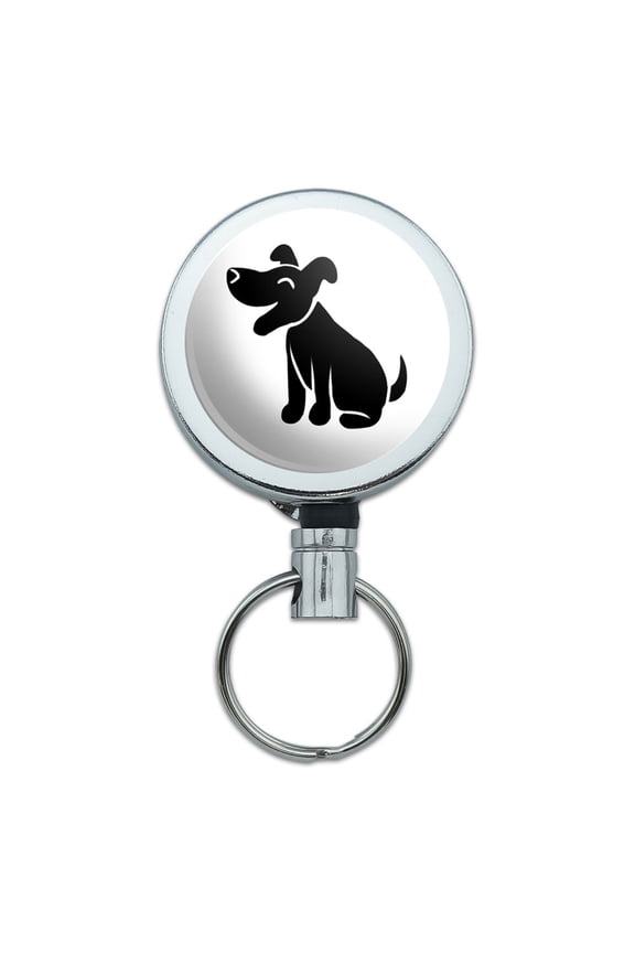 Dog Stick Figure Family Pet Retractable Belt Clip Badge Key Holder