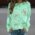 thumbnail image 2 of YUGYXL Pink Bows Sweatshirt for Women Plus Size Loose Blouse Crewneck Fall Winter Fashion Outfits Tops for Women Green S, 2 of 5