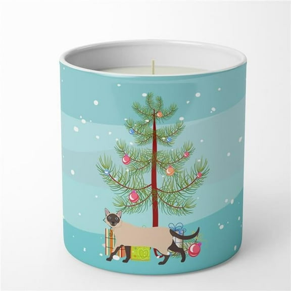 Carolines Treasures CK4713CDL 3.75 x 3.25 in. Unisex Siamese Traditional No.2 Cat Merry Christmas 10 oz Decorative Soy Candle