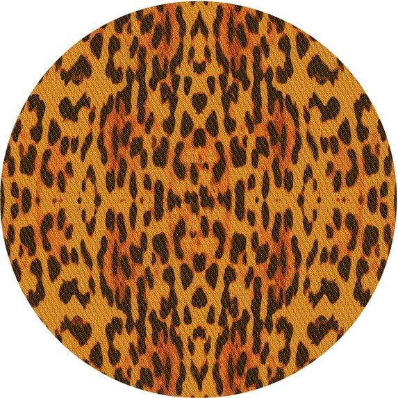 Ahgly Company Indoor Round Patterned Neon Orange Area Rugs, 4' Round
