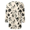 thumbnail image 4 of CYMMPU Floral Printed 3/4 Sleeve Tunic Tops Round Neck Loose Fit Fall Fashion Shirts Blouses for Women Dressy Casual Spring Tops Lightweight Basic T-Shirts Khaki XL, 4 of 7