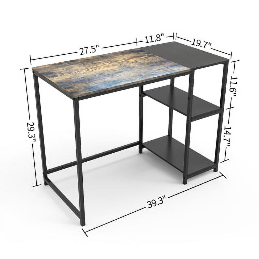40 Inch Computer Desk - Sturdy Home Office Desk with Multi-Layer Storage Module, Space-Saving Study Writing Gaming Table for Small Spaces, Rustic Brown