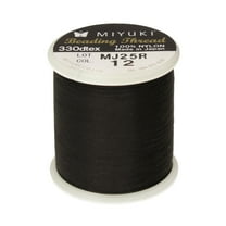 Miyuki Beading Thread – Pre-Waxed Nylon String for Stringing Projects, 50 Meter/55 Yard Spool, Black Color, .2mm Diameter, Made in Japan