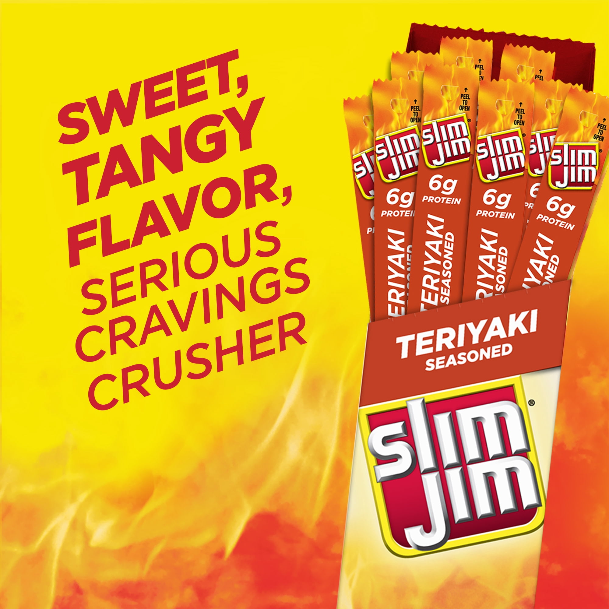 Slim Jim Giant Smoked Meat Sticks, Teriyaki Flavor, 6g Protein Per Stick, 0.97 oz. (24-ct)