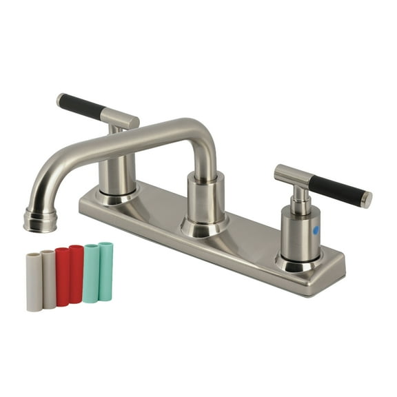 Kingston Brass FB2138CKL Kaiser Double-Handle 8" Centerset Kitchen Faucet, Brushed Nickel