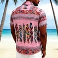 thumbnail image 7 of GUZOM Mens Boho Shirt Short Sleeve Button Down, Pink Feather Ethnic Print, Relaxed Fit Casual & Vacation Beach Shirt, Stretch Fabric,Size M, 7 of 7