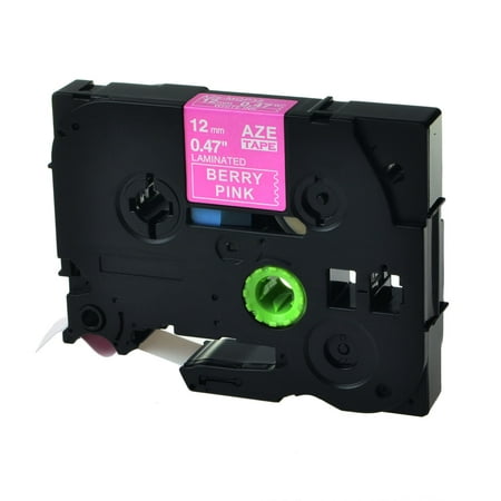 Johnson Brothers Berries - GREENCYCLE 1PK 12mm 5m White on Berry Pink Laminated Label Tape for Brother TZ TZe TZe-MQP35 TZ-MQP35 P-touch Label Maker