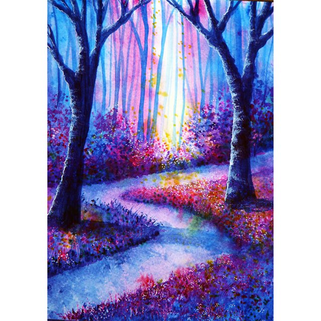 Pintura de diamante (DE1120) 5D bosque de montaña cuadro de paisaje cuadrado DIY 30x40cm Hugtrwg Para estrenar