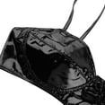 thumbnail image 6 of iiniim Women's Sexy Wet Look Faux Leather Wire-free Unlined Bra Top Triangle Bralette Underwear, 6 of 7