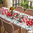 thumbnail image 3 of Valentine's Day Table Cloths for 8 Foot Rectangle Tables, Red Love Heart Eucalyptus Watercolor Patio Waterproof Elastic Fitted Tablecloths, Washable Rectangular Table Cover for Camping, 3 of 8
