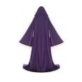 thumbnail image 4 of UTSJKR Womens Long Sleeve Hooded Robe Cloak with Trim Detail for Wizard Witch Medieval Halloween Cosplay Stage Performance Party Costume Purple, 4 of 4