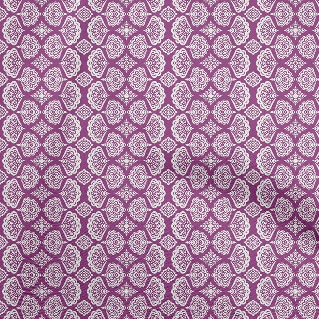 oneOone Cotton Poplin Twill Purple Fabric Asian Block Fabric for Sewing Printed Craft Fabric by The Yard 56 Inche Wide-7943