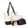 thumbnail image 1 of Sac Seau pour Femmes, Sac à Bandoulière Sac à Main en Cuir PU 3 Pcs Color Block pour Rue Blanc Noir Taille Unique, 1 of 7