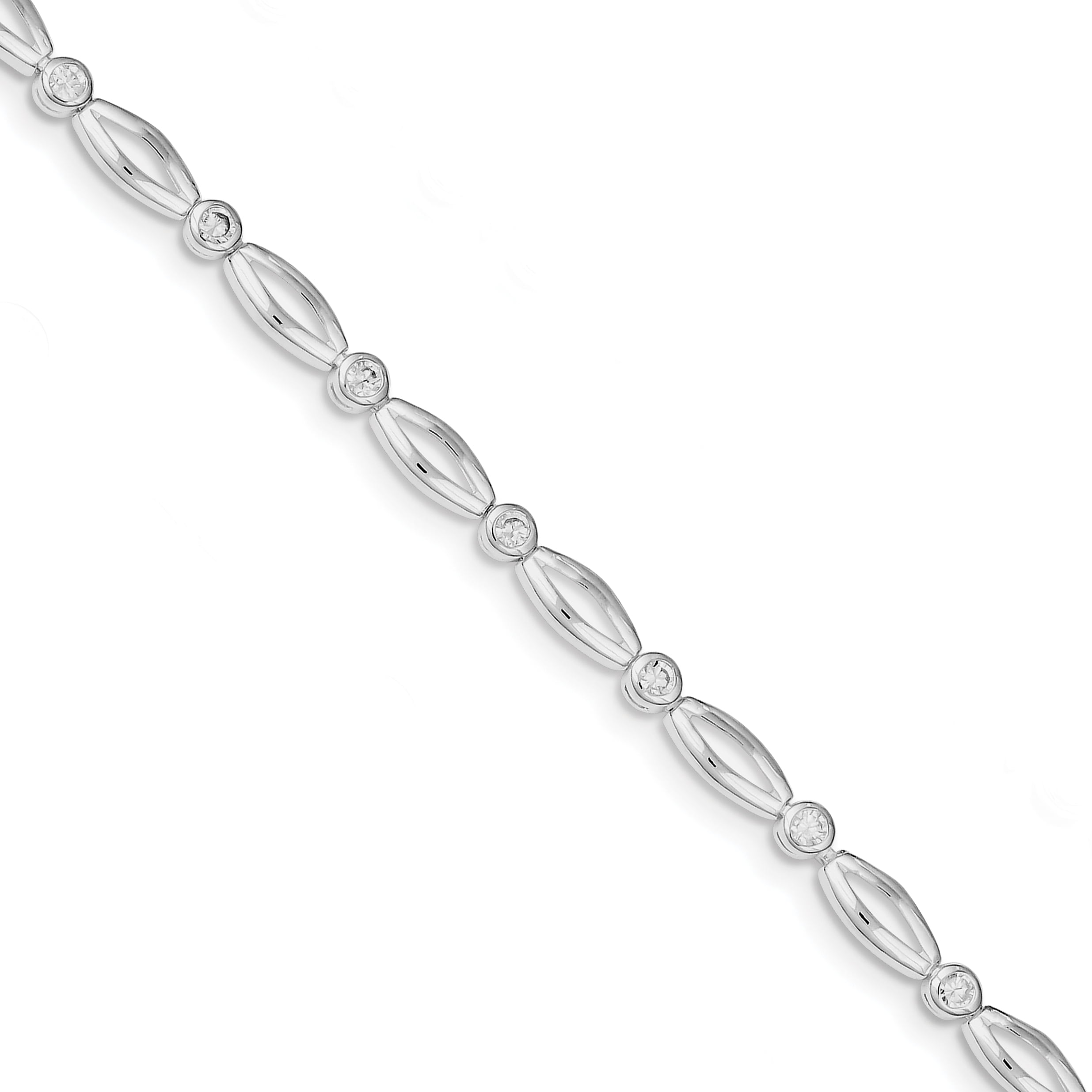 925 Sterling Silver 7 Inch Cubic Zirconia Cz Chain Bracelet