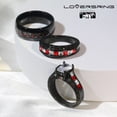 thumbnail image 6 of 3pc His and Hers Wedding Ring Sets Couples Rings Black Gold Plated Red Ruby Cz Titanium band, 6 of 7