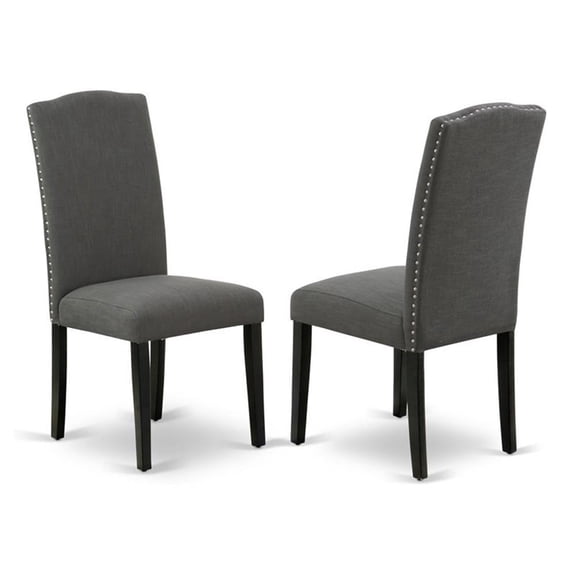 Pemberly Row 40" Fabric Dining Chairs in Black/Gray (Set of 2)