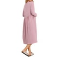 thumbnail image 3 of INSPIRE CHIC Women's Maternity Nursing Breastfeeding Dress Zip Front Tiered Long Sleeve Round Neck Pleated Midi Maternity Pregnancy Dress 2XL Pink, 3 of 6