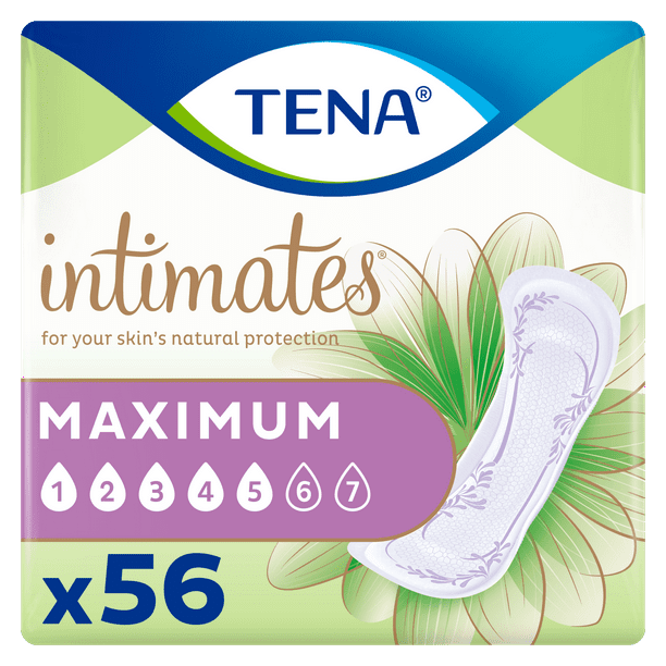 Tena Intimates Maximum Regular Pad, 56 Count ( 2 Packs of 56 counts