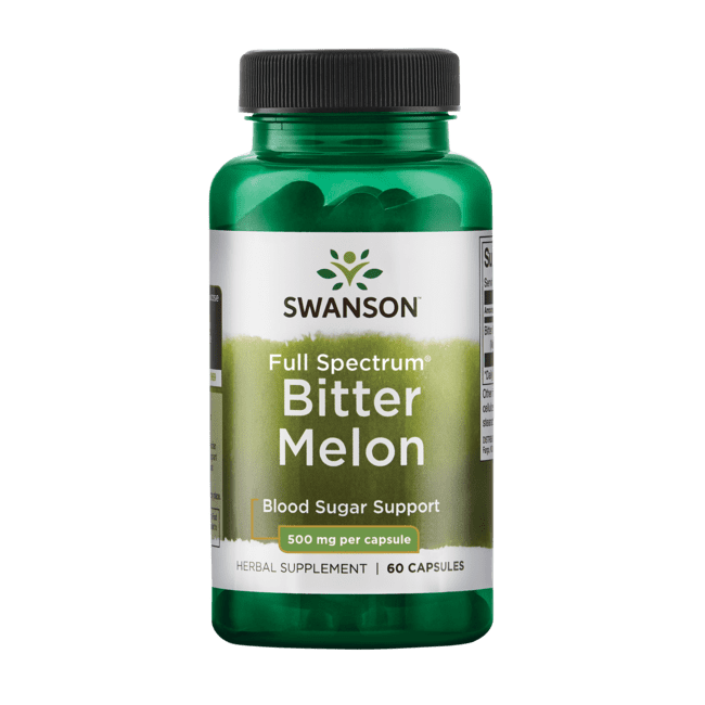 Swanson Full Spectrum Bitter Melon (Momordica) - Ayurvedic Herb Promoting Blood Sugar Support - Helps Maintain Blood Glucose Levels Already Within the Normal Range - (60 Capsules, 500mg Each)