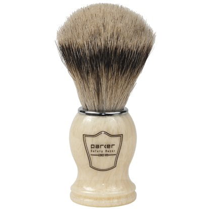Parker Safety Razor 100% Silvertip Badger Bristle Shaving Brush (Ivory Handle) & Free Shaving Brush