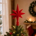 thumbnail image 3 of MYUNNIL Christmas Star Tree Topper, 9" Lightweight Eight-Point Star Shaped Xmas Tree Topper Decoration with Base Socket, Vintage Waterproof Seasonal Holiday Supply for Christmas Tree, Red, 3 of 6