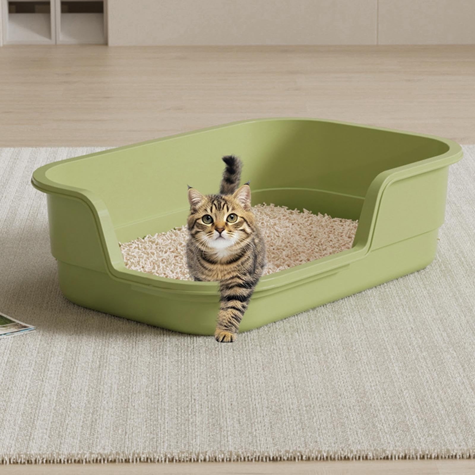 Extra Large Semi Enclosed Cat Litter Box High Sides Low Entry Open Top Kitty Toilet Splash Control for Senior Cats Kittens Multi Cat Home Apartment Senior Cats Multi Cat Clean Home Litter Control