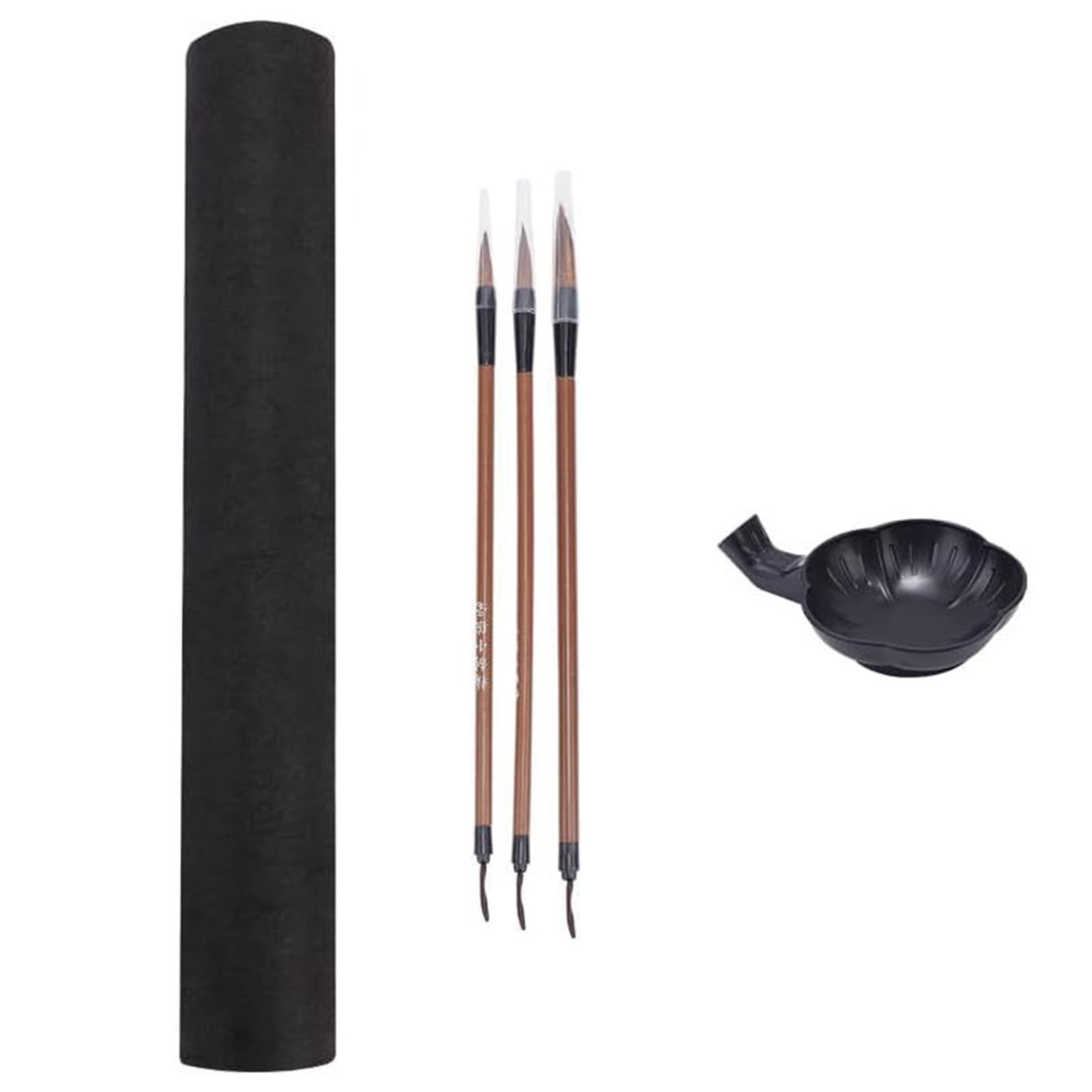 16Pieces Portable Set with 12 Water Writing Cloth 3 Handle Brushes and Inks Tray for Beginner Adult